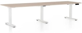 Výškovo nastaviteľný stôl OfficeTech Long, 260 x 80 cm, biela podnož, dub