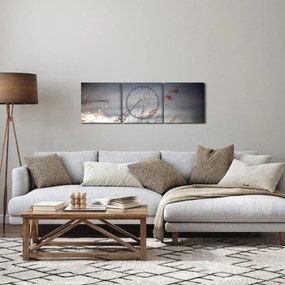 Obraz - Lúčne kvety pri jazere (s hodinami) (90x30 cm)
