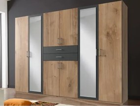 Šatníková skriňa Diver, 270 cm, doskový dub/grafit%