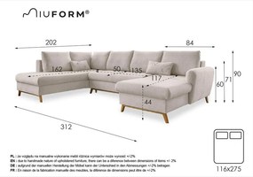 Béžová rozkladacia pohovka do "U" Miuform Scandic Lagom, ľavý roh