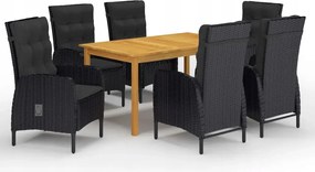vidaXL 7-dielna záhradná jedálenská súprava čierna