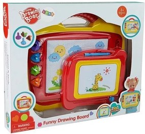 LEAN Toys Magnetická tabuľka na kreslenie s pečiatkami, sada 2 ks, modrá a žltá
