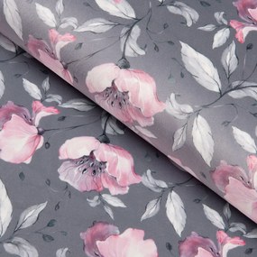 Biante Zamatový štvorcový obrus Tamara TMR-013 Ružové kvety na sivom 80x80 cm