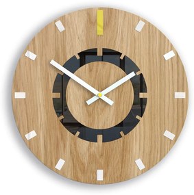 Drevené nástenné hodiny Atena 33 cm žlté/biele