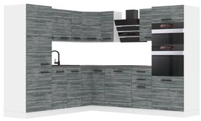 Kuchynská linka Belini Premium Full Version 480 cm šedý antracit Glamour Wood s pracovnou doskou STACY