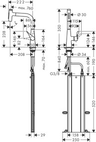 Hansgrohe Metris Select M71, kuchynská páková batéria 240, vyťahovateľná sprška, 2jet, sBox, chrómová, HAN-73817000