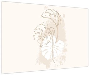 Obraz - Line art monstera N⁰1 (90x60 cm)