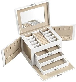 Šperkovnica, 4 zásuvky, 16,5x22,5x17,5cm, biela