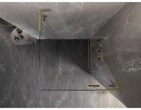 Mexen Lunar, L výklopný sprchový kút pravý 80 x 80 cm, 8mm číre sklo, zlatý kartáčovaný - 834L-080-080-55-00-P