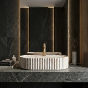 Rea Marcela Saturn, umývadlo na dosku 600×370×135 mm, béžová matná, REA-U3519