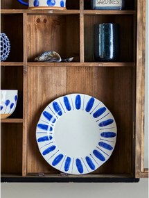 Biele/modré dezertné kameninové taniere v súprave 3 ks ø 22 cm Linora – Bloomingville