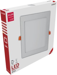 AVIDE Zápustný LED panel, 15W, teplá biela, 19x19cm, štvorec, biely