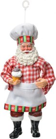 Závesná vianočná dekorácia Santa Claus pekár držiaci cupcake - 10*6*17 cm