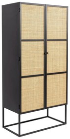 Čierna ratanová vysoká komoda 70x145 cm Guuji - White Label