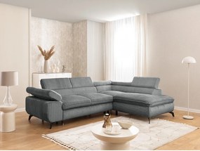 Sivá menčestrová rohová pohovka (pravý roh/do L) Marbeya – Ropez