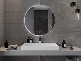 Mexen Erg, okrúhle LED podsvietené kúpeľňové zrkadlo 90 cm, 6000K, vykurovacia podložka proti zahmlievaniu, 9823-090-090-611-00