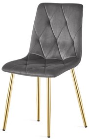 Set štyroch jedálenských stoličiek LIBRA zamatové, tmavosivé / zlaté nohy (4 ks)