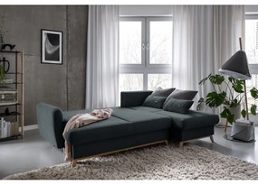 Tmavosivá rozkladacia/s úložným priestorom rohová pohovka (pravý roh/s leňoškou) Scandic Lagom – Miuform