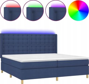 vidaXL Kontinentálna posteľ s matracom, modrá, 200 x 200 cm, látka