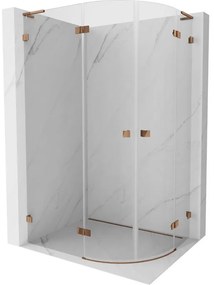 Mexen Lunar, L polkruhový výklopný sprchový kút ľavý 90 x 70 cm, 8mm číre sklo, profil ružové zlato, 833L-090L-070P-60-00