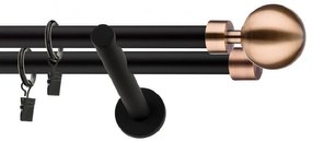Dekorstudio Garniža dvojradová Guľa MODERN medená MIX čierna-matná 19mm Dĺžka: 120cm, Typ príslušenstva: Krúžky tiché so štipcami