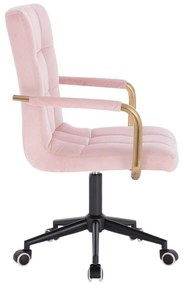 LuxuryForm DESIGN Stolička VERONA GOLD VELUR na čiernej podstave s kolieskami - ružová