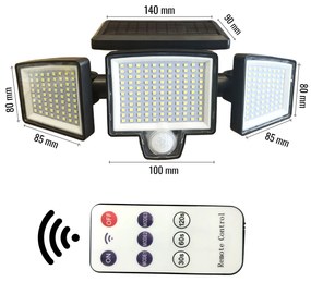 Bluegarden Bluegarden, LED solárna lampa so senzorom pohybu 7W 6500K P60262, OGR-08398