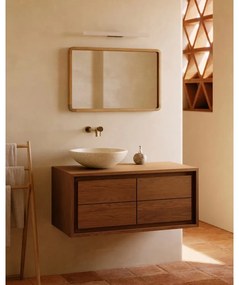 Hnedá závesná skrinka pod umývadlo z teakového dreva 90x40 cm Kenta – Kave Home