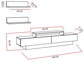 Obývacia stena Lusalona (biela + teak). Vlastná spoľahlivá doprava až k Vám domov. 1107307