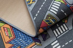 Detský koberec REBEL ROADS Urban life 97 Metropolis, ulice protišmykový - sivý