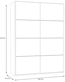 Šatníková skriňa KARO 150x210 cm biela