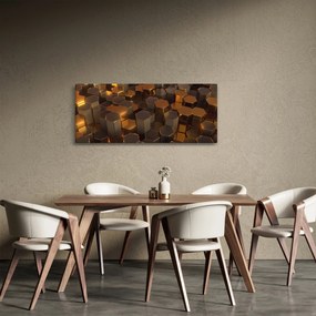 Obraz - Bronzové hexagóny (120x50 cm)
