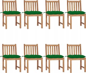 vidaXL Záhradné stoličky 8 ks s podložkami tíkový masív