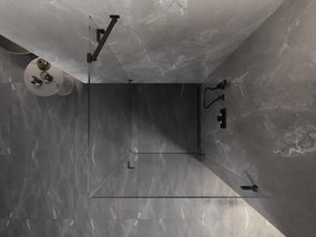 Mexen Lunar-B pravostranný výklopný sprchový kút 90 x 90 cm, číre sklo, čierna matná, 832-090-090-70-00-P