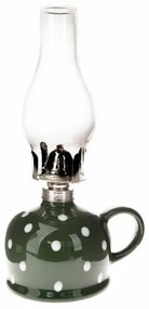 Petrolejová lampa Bodka, 14,7 x 28 x 11 cm, zelená