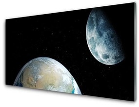 Obraz na skle Mesiac zeme vesmír 125x50 cm