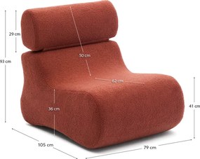 Kreslo v terakotovej farbe z textílie buklé Club – Kave Home