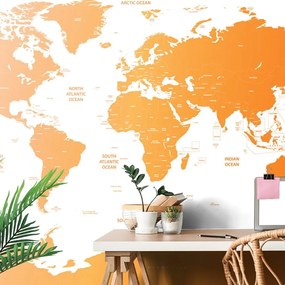 Tapeta mapa sveta s jednotlivými štátmi v oranžovej farbe - 150x100