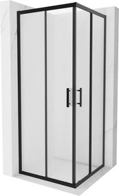 Mexen Rio štvorcový sprchovací kút 80 x 80 cm, mrazený, čierny - 860-080-080-70-30