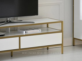 TV stolík/skrinka Soren Rtv (biele drevo + zlatá). Vlastná spoľahlivá doprava až k Vám domov. 1111726