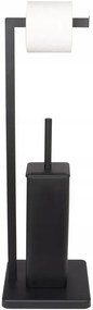 Držiak toaletného papiera s WC štetkou - čierny