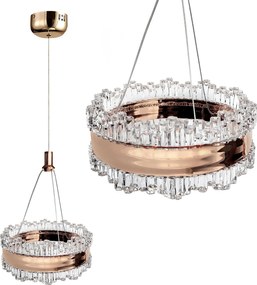 Toolight Toolight, LED krištáľový závesný luster 20cm, 14W, 3000K, LHJ099-CP, ružové zlato, OSW-60044