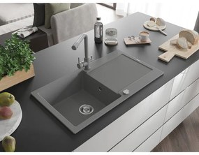 Mexen Leo, drez granitový 900x500x190 mm, 1-komorový a šedá batéria Duero, šedá, 6501-71-671600-71