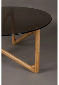 Okrúhly konferenčný stolík so sklenenou doskou v prírodnej farbe ø 80 cm Naia – Dutchbone