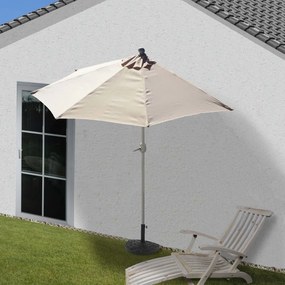 Slnečník polkruh Parla - polyester/hliník - 300cm krémová so stojanom