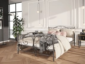 Kovová posteľ s kryštálmi Drekolsi, Rozmer postele: 140x200, Farba: biela