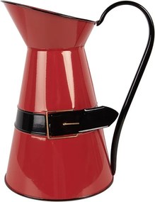 Červený kovový vianočný dekoračný džbánok Santov opasok L - 22*17*27 cm