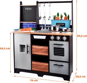 JOKOMISIADA Loft Drevená detská kuchynka s chladničkou ZA4129