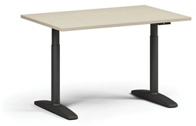 Výškovo nastaviteľný stôl OBOL, elektrický, 675-1325 mm, doska 1200x800 mm, čierna zaoblená podnož, orech