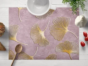 Biante Zamatové prestieranie na stôl Tamara TMR-001 Ginkgo lístky na staroružovom 35x45 cm
